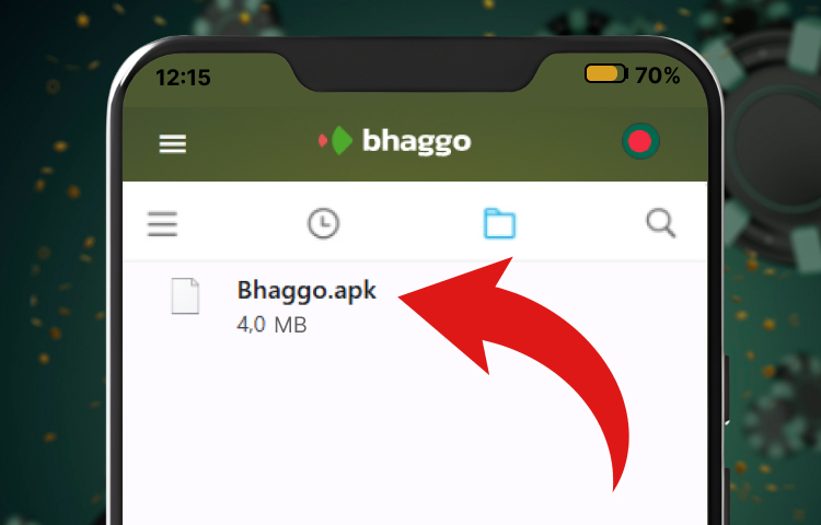 Opening the downloaded APK file from the folder.